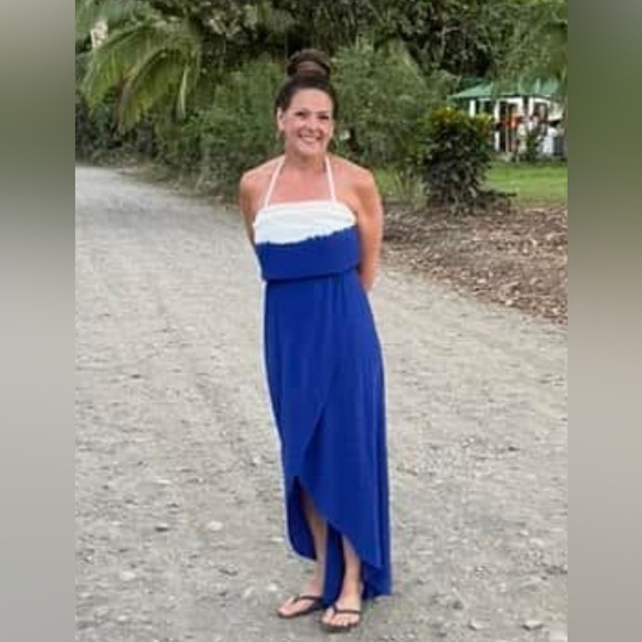 Guess "Lexy" Blue Ombre Silk High-Low Maxi Dress - Picture 2 of 8